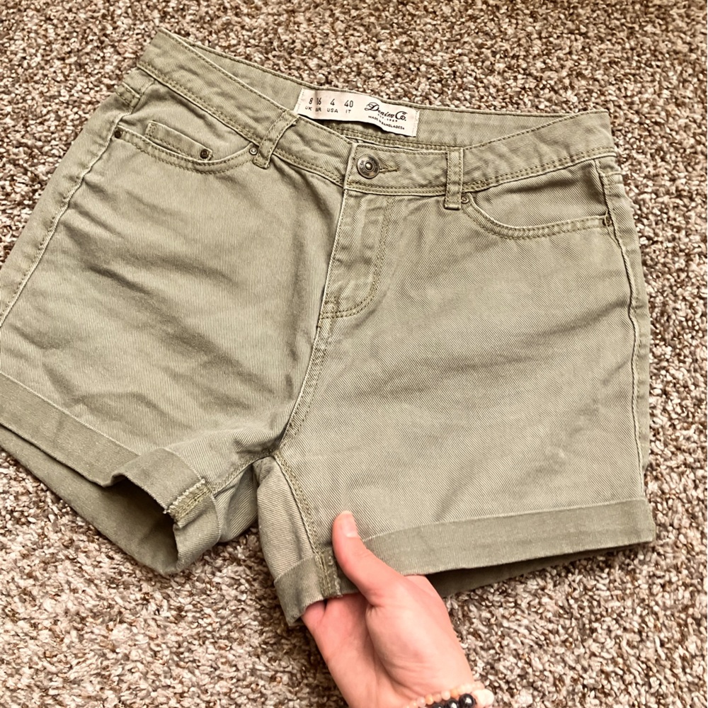 Size 4 women’s Light Olive Green color Denim Shorts.